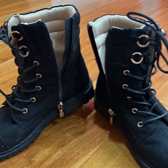 Stuart Weitzman Black faux Suede Combat Boots - Luge Lexy size 3 - Picture 6 of 9